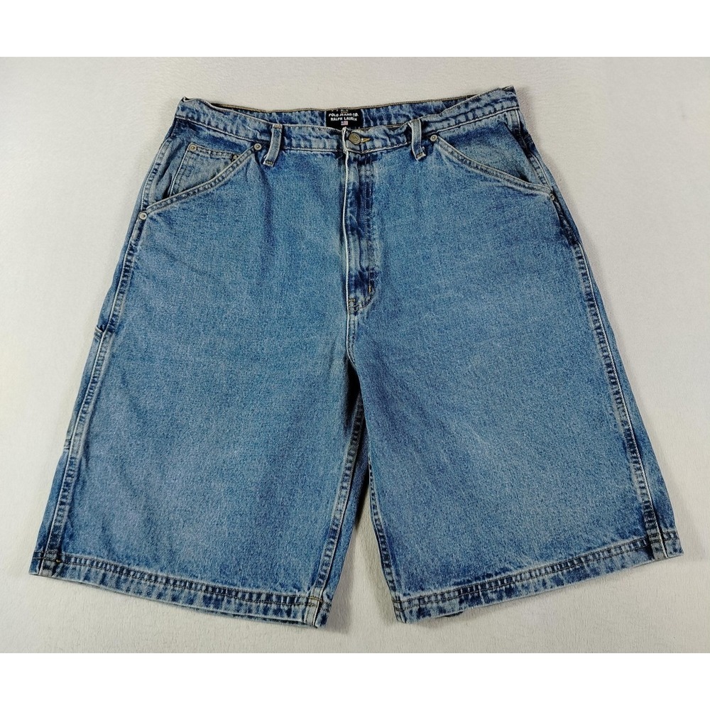 Vintage Polo Jeans‎ Co Shorts Mens 38 Blue Denim Work Short Carpenter Dadcore